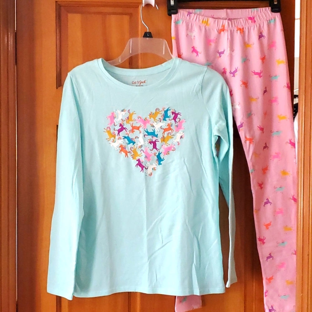 Cat & Jack Girls Unicorn Love Long Sleeve Shirt with Matching Leggings